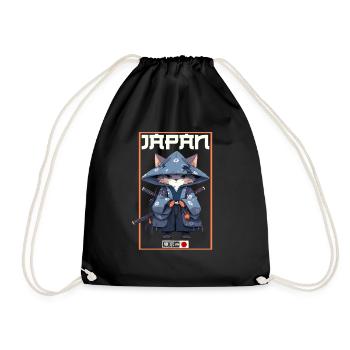 Asia Cat Japanese Samurai Samurai - Drawstring Bag - black - Front
