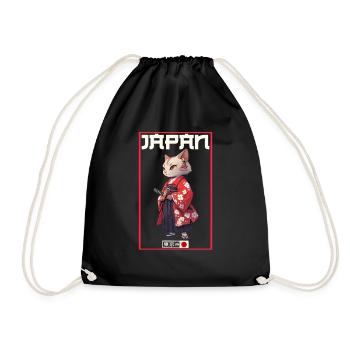 Asia Cat Japanese Samurai Samurai - Drawstring Bag - black - Front