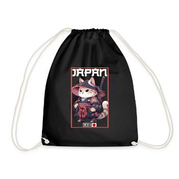 Asia Cat Japanese Samurai Samurai - Drawstring Bag - black - Front