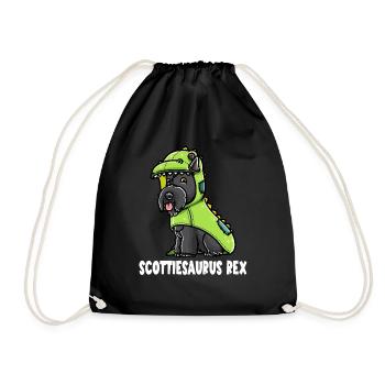 Scottish Terrier Dog in Dinosaur Costume - Drawstring Bag - black - Front