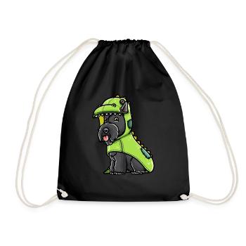 Scottish Terrier Dog in Dinosaur Costume - Drawstring Bag - black - Front