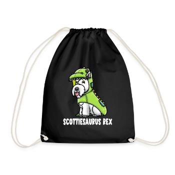 Scottish Terrier Dog in Dinosaur Costume - Drawstring Bag - black - Front