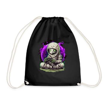 Gaming Halloween Zombie Mummy with Controller Gamer - Drawstring Bag - black - Front