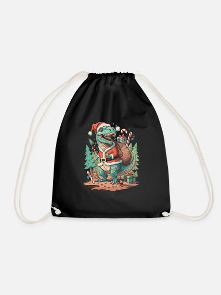 Dinosaurier Trex Weihnachten - Turnbeutel - Schwarz