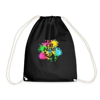 Eat Paint Splatter Funny Paintball Lover - Drawstring Bag - black - Front