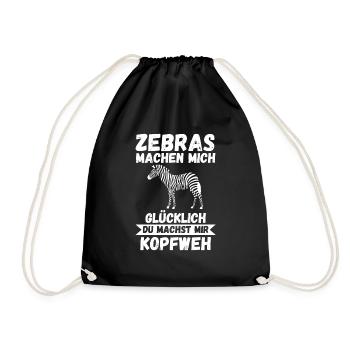Zebra - Turnbeutel - Schwarz - Vorne