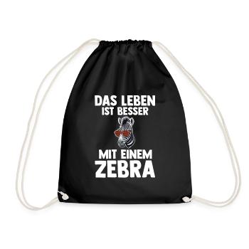 Zebra - Turnbeutel - Schwarz - Vorne
