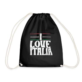 Italia, Italien, Italy - Turnbeutel - Schwarz - Vorne