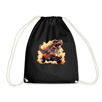 T-Rex conduit un camion monstre - Sac de sport léger - noir - Devant