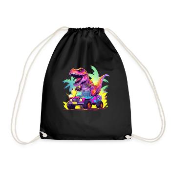 T-Rex conduit un camion monstre - Sac de sport léger - noir - Devant