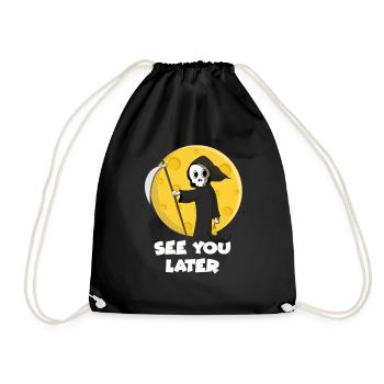 Grim reaper with scythe greets before Halloween full moon - Drawstring Bag - black - Front