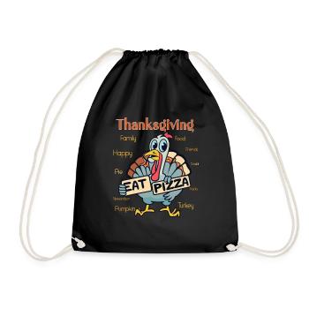 Thanksgiving Outfit - Funny autumn Happy Turkey - Drawstring Bag - black - Front