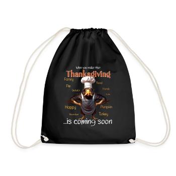 Thanksgiving Outfit - Funny autumn Happy Turkey - Drawstring Bag - black - Front