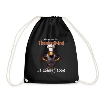 Thanksgiving Outfit - Funny autumn Happy Turkey - Drawstring Bag - black - Front