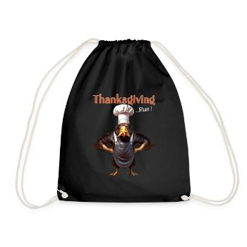 Thanksgiving Outfit - Funny autumn Happy Turkey - Drawstring Bag - black - Front
