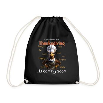 Thanksgiving Outfit - Funny autumn Happy Turkey - Drawstring Bag - black - Front