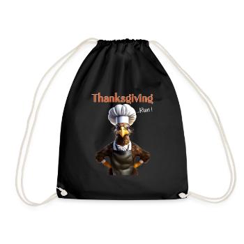 Thanksgiving Outfit - Funny autumn Happy Turkey - Drawstring Bag - black - Front