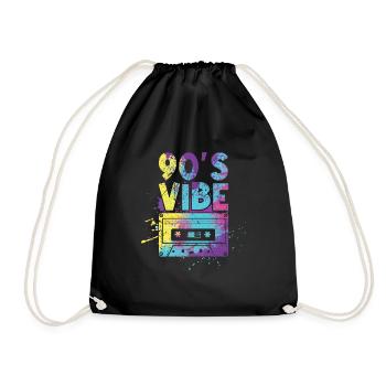 Vibe 90er Karneval 90 Retro Party Jahr 1990 Batiken - Turnbeutel - Schwarz - Vorne