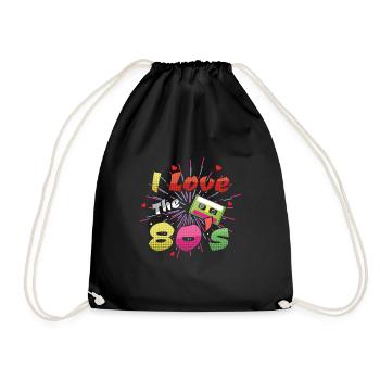 Ich liebe 80er Jahre Karneval 80 Retro Jahr 1980 Vintage - Turnbeutel - Schwarz - Vorne