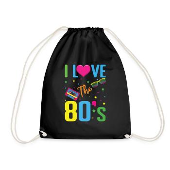 Heart Love 80s Carnival 80s Retro Party 1980 - Drawstring Bag - black - Front