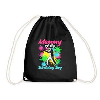 Mom of Birthday Boy Girl Paintball Matching - Drawstring Bag - black - Front
