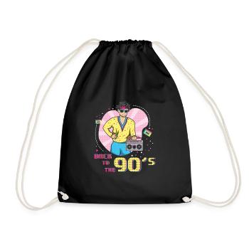90er Jahre Musik Cool 90 Retro Party Jahr 1990 - Turnbeutel - Schwarz - Vorne