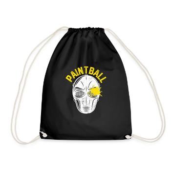 Paintball Face Mask Funny Paint Ball Team - Drawstring Bag - black - Front