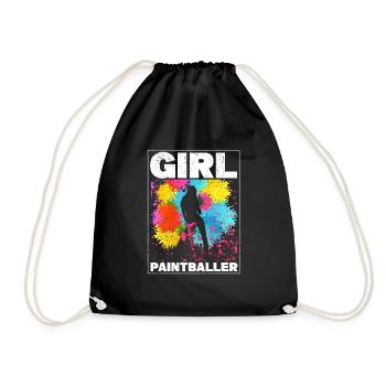 Girl Paintballer Player Paintball Woman - Drawstring Bag - black - Front