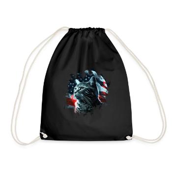 America cat under Moon with American Flag - Turnbeutel - Schwarz - Vorne