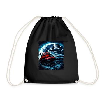L’Amérique pêche sous la Lune avec le drapeau américain - Sac de sport léger - noir - Devant