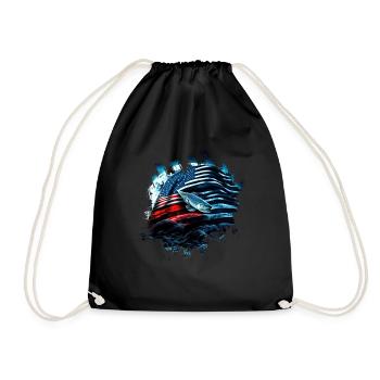 L’Amérique pêche sous la Lune avec le drapeau américain - Sac de sport léger - noir - Devant