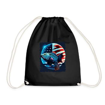 L’Amérique pêche sous la Lune avec le drapeau américain - Sac de sport léger - noir - Devant
