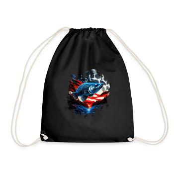 L’Amérique pêche sous la Lune avec le drapeau américain - Sac de sport léger - noir - Devant
