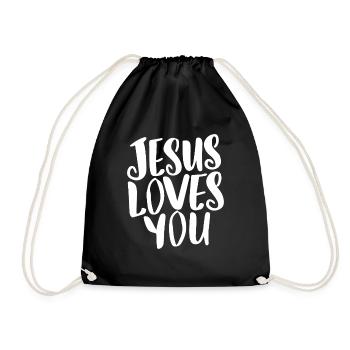 Jesus Loves You - Perfekte Geschenkidee - Turnbeutel - Schwarz - Vorne