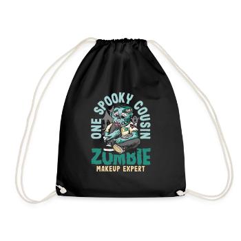 One Spooky Cousin Retro Zombie Halloween Costume - Drawstring Bag - black - Front