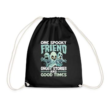 One Spooky Friend Retro Halloween Costume - Drawstring Bag - black - Front