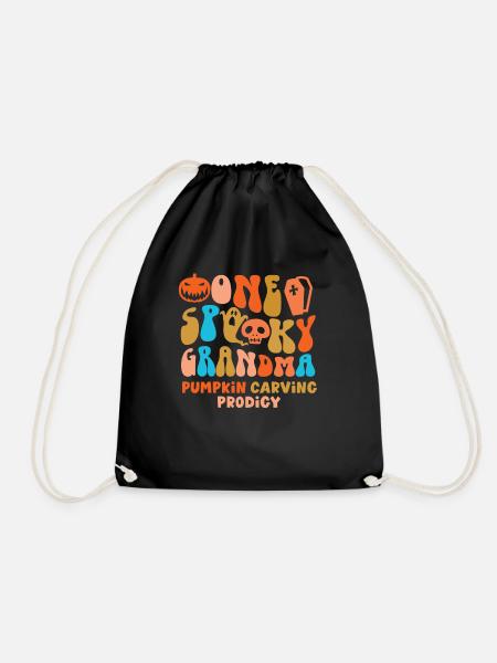One Spooky Grandma Mother Retro Halloween Costume - Drawstring Bag - black