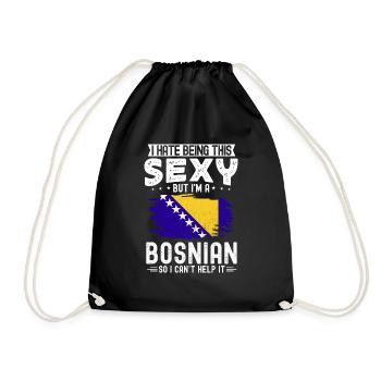 Bosnia and Herzegovina Flag Bosnia - Drawstring Bag - black - Front
