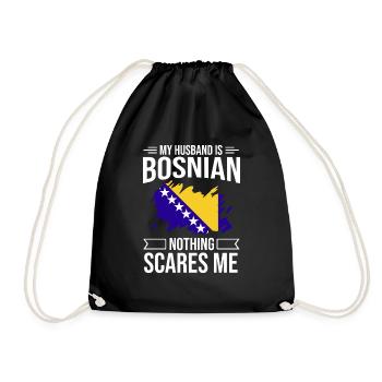 Bosnia and Herzegovina Flag Bosnia - Drawstring Bag - black - Front