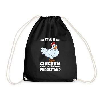 Lustiger Hühner Spruch Huhn - Turnbeutel - Schwarz - Vorne
