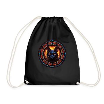 Art du vitrail - Chat coloré élégant - Sac de sport léger - noir - Devant