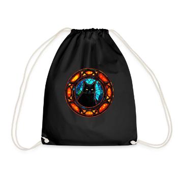 Cool Stained Glass Art Cat pour hommes et femmes - Sac de sport léger - noir - Devant