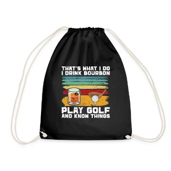 Bourbon & Golf Whikey Golfspieler Golfer - Drawstring Bag - black - Front