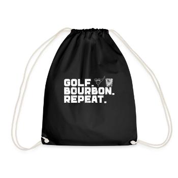 Bourbon & Golf Whikey Golfspieler Golfer - Drawstring Bag - black - Front