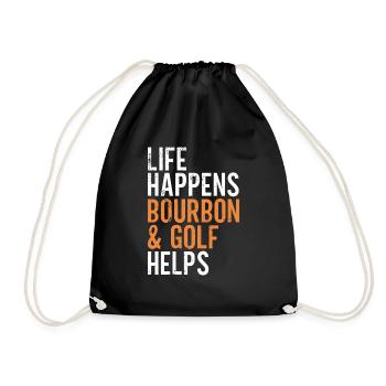 Bourbon & Golf Whikey Golfspieler Golfer - Drawstring Bag - black - Front