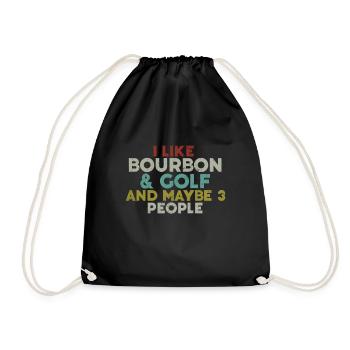 Bourbon & Golf Whikey Golfspieler Golfer - Drawstring Bag - black - Front
