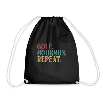 Bourbon & Golf Whikey Golfspieler Golfer - Drawstring Bag - black - Front