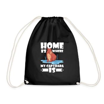 Home Is Where My Capybara Is Capibara Owner Rodent - Drawstring Bag - black - Front