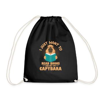 I Just Want To Read Books And Pet My Capybara Rode - Drawstring Bag - black - Front