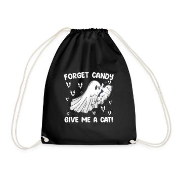 Forget Candy Give Me A Cat Halloween - Drawstring Bag - black - Front